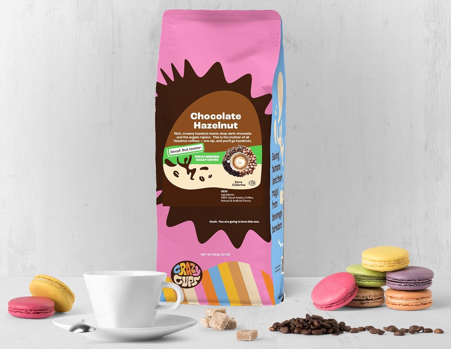 image:imageCrazy Cups Decaf Flavored Ground Coffee Variety Pack Includes Chocolate Hazelnut French Vanilla and Death by Chocolate in 10 oz Bags For Brewing Flavored Hot or Iced Decaf Coffee Variety 3 PackDecaf Flavored Variety