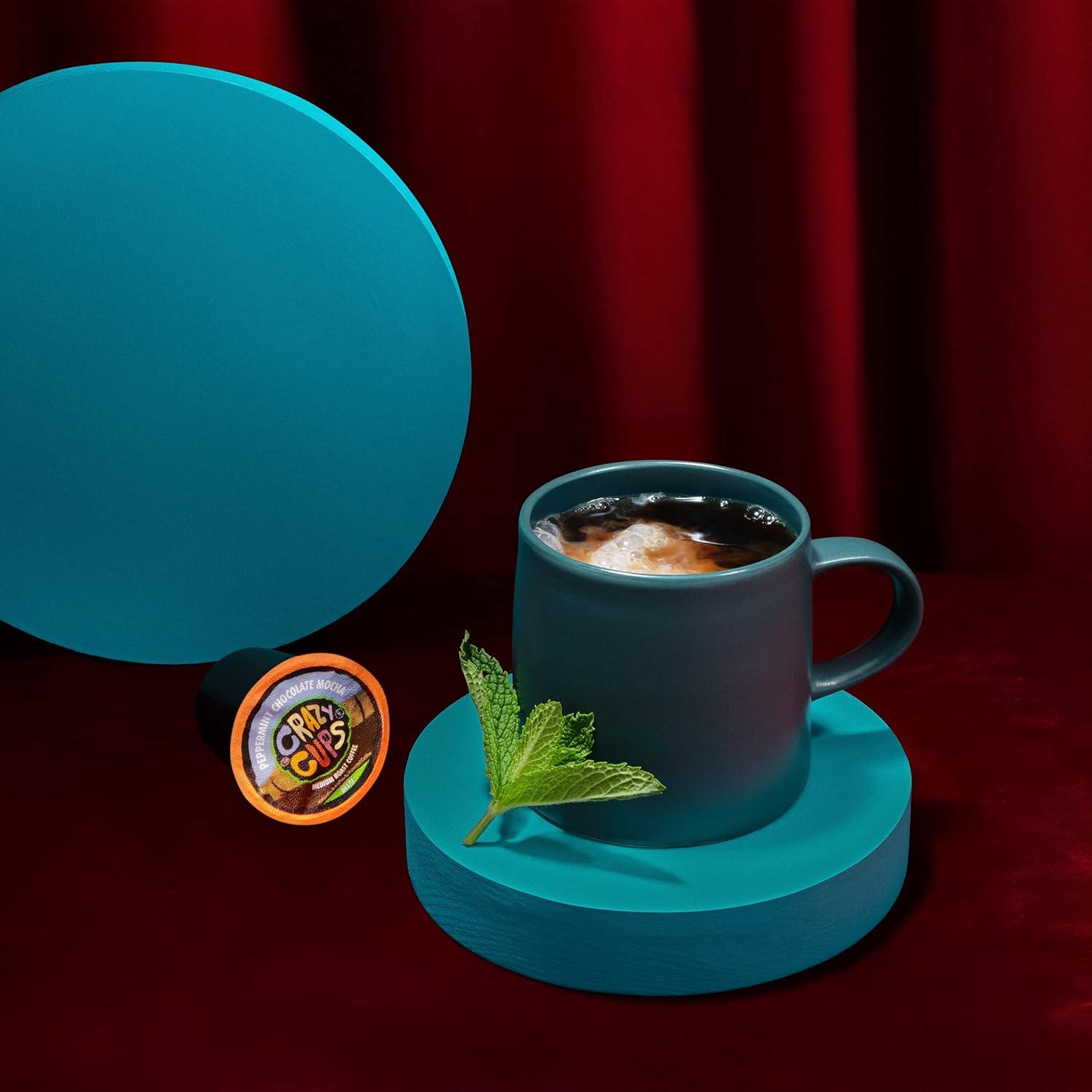 image:imageCrazy Cups Decaf Peppermint Bark Flavored Coffee pods Holiday SingleServe Medium Roast Coffee Cups for Keurig KCup Machines Hot or IcedPack of 1 22 Count TotalPeppermint Chocolate Mocha