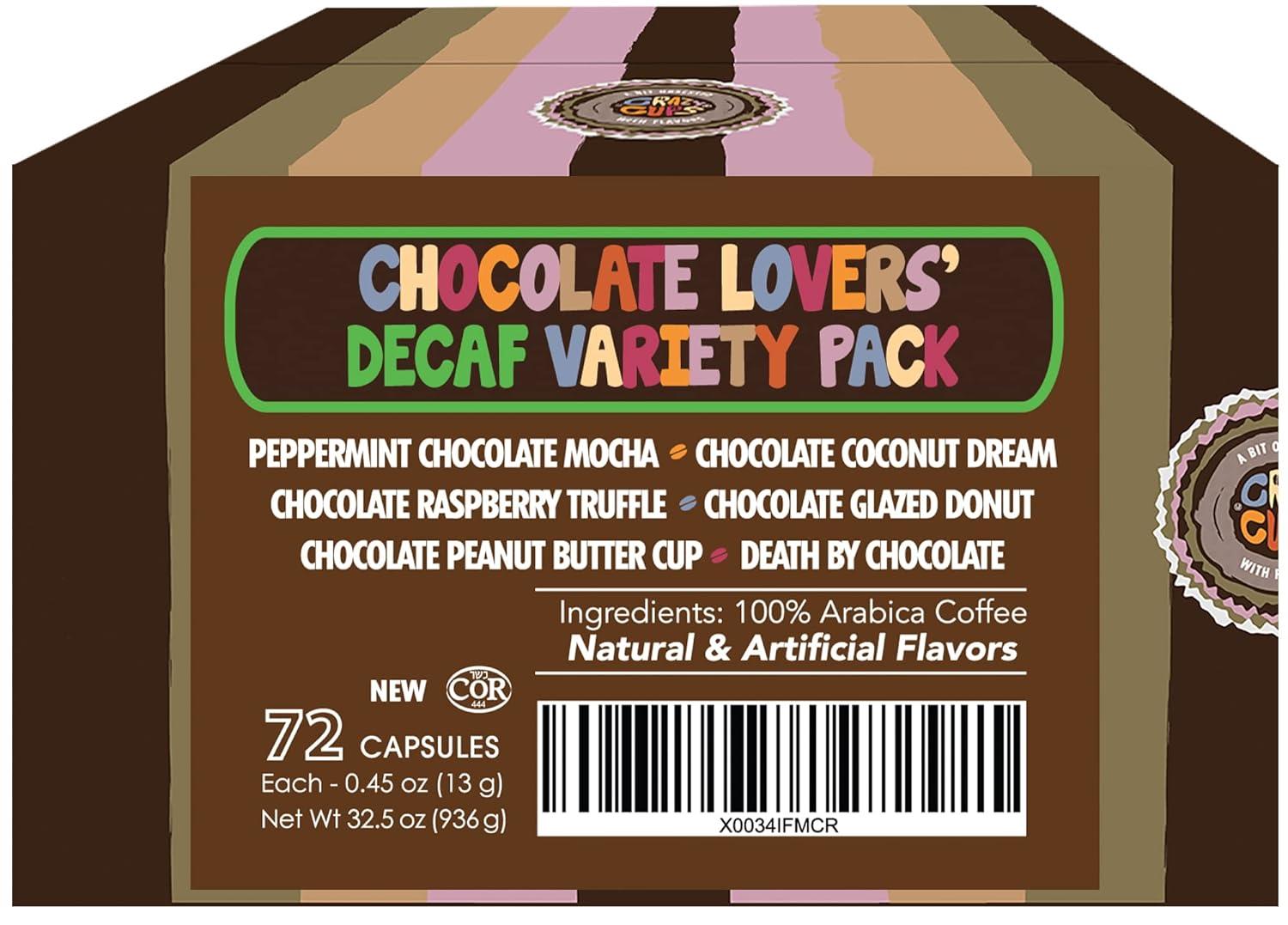 image:imageCrazy Cups Decaf Peppermint Bark Flavored Coffee pods Holiday SingleServe Medium Roast Coffee Cups for Keurig KCup Machines Hot or IcedPack of 1 22 Count TotalChocolate Lovers Variety Pack