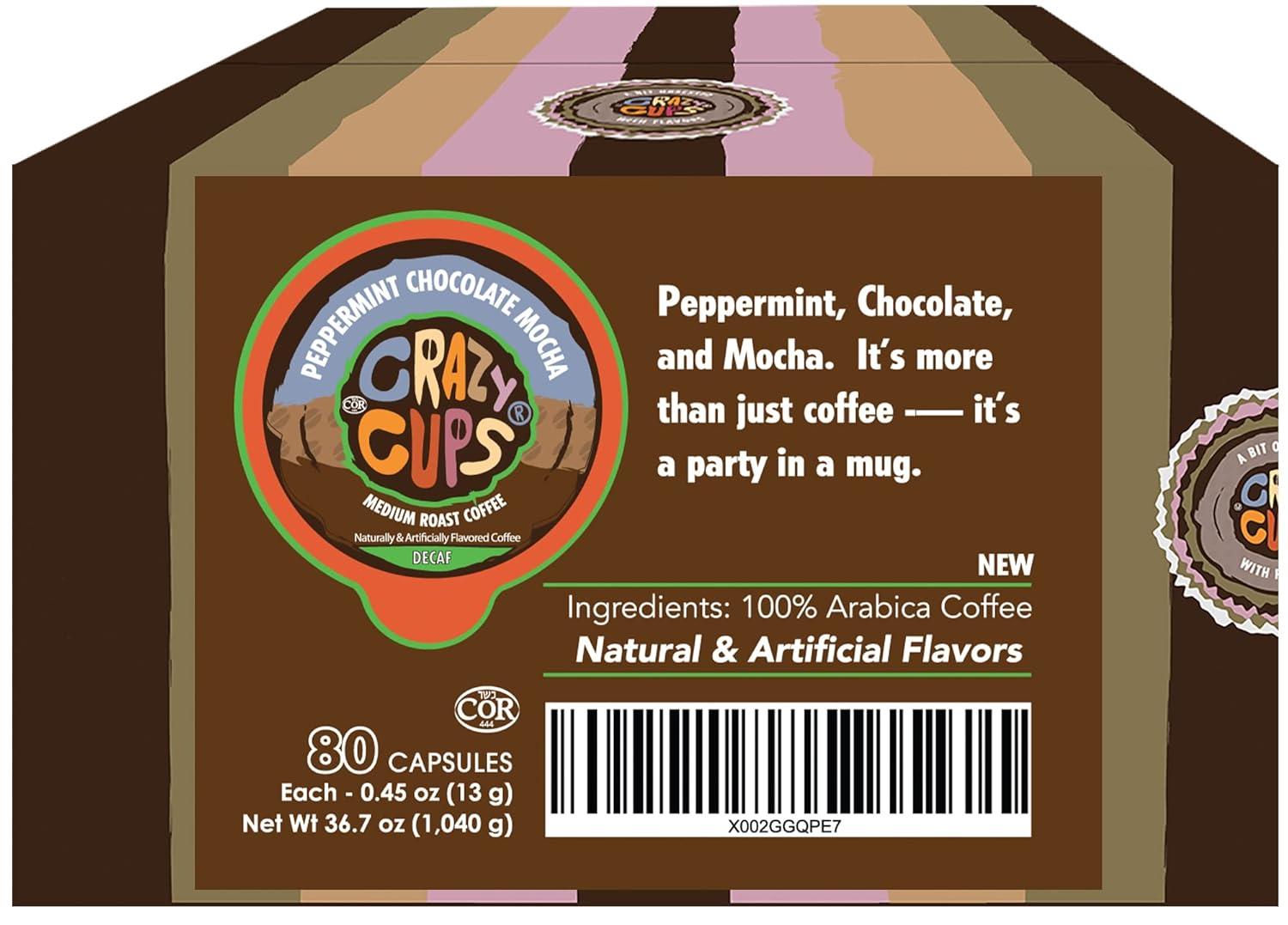 image:imageCrazy Cups Decaf Peppermint Bark Flavored Coffee pods Holiday SingleServe Medium Roast Coffee Cups for Keurig KCup Machines Hot or IcedPack of 1 22 Count TotalPeppermint Chocolate Mocha
