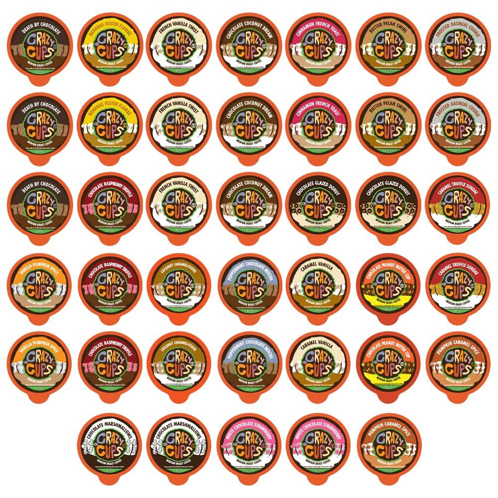 image:imageCrazy Cups Decaf Praline Nutcracker Flavored Coffee Pods Praline Pecan Decaf Coffee Single Serve Coffee for Keurig K Cups Machines Medium Roast Coffee 22 CountDecaf Flavored Variety Pack