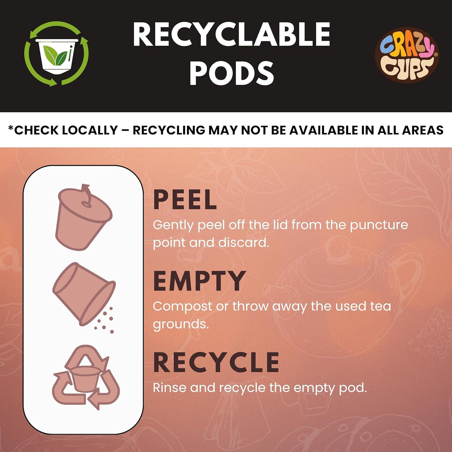image:imageCrazy Cups Decaf Praline Nutcracker Flavored Coffee Pods Praline Pecan Decaf Coffee Single Serve Coffee for Keurig K Cups Machines Medium Roast Coffee 22 CountAssorted Variety Tea