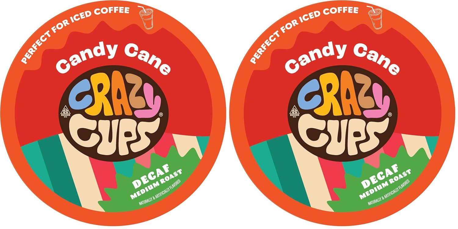 image:imageCrazy Cups Decaf Praline Nutcracker Flavored Coffee Pods Praline Pecan Decaf Coffee Single Serve Coffee for Keurig K Cups Machines Medium Roast Coffee 22 CountDecaf Candy Cane