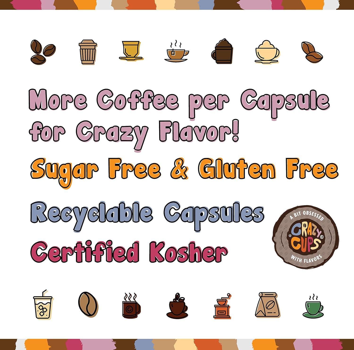 image:imageCrazy Cups Decaf Praline Nutcracker Flavored Coffee Pods Praline Pecan Decaf Coffee Single Serve Coffee for Keurig K Cups Machines Medium Roast Coffee 22 CountDecaf Flavored Variety Pack