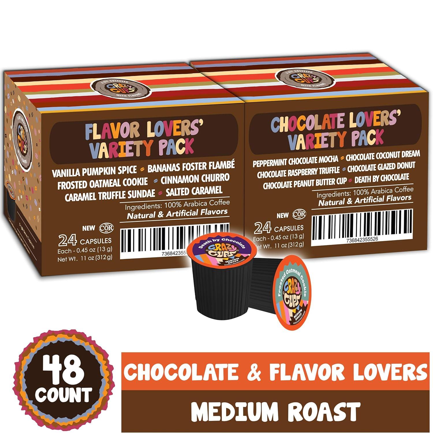 image:imageCrazy Cups Deluxe Holiday Flavored Coffee Gift Box Assorted Flavored Coffee for Keurig KCups Machines Medium Roast Coffee in Recyclable Pods 30 CountCrazy Cups Flavored Coffee Variety Pack