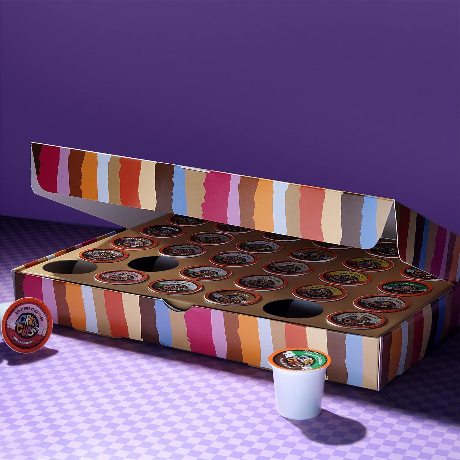 image:imageCrazy Cups Deluxe Holiday Hot Chocolate Gift Set Assorted Flavored Hot Chocolates for Keurig K Cups Machines Single Serve Hot Cocoa in Recyclable Pods 20 CountHot Chocolate Gift Box Sampler