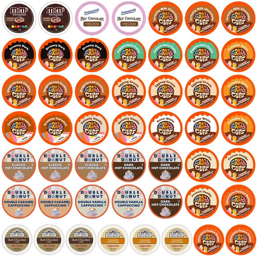 image:imageCrazy Cups Deluxe Holiday Hot Chocolate Gift Set Assorted Flavored Hot Chocolates for Keurig K Cups Machines Single Serve Hot Cocoa in Recyclable Pods 20 CountHot Cocoa and Cappuccino Variety