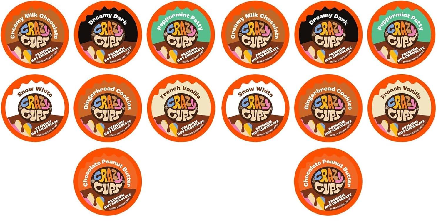 image:imageCrazy Cups Deluxe Holiday Hot Chocolate Gift Set Assorted Flavored Hot Chocolates for Keurig K Cups Machines Single Serve Hot Cocoa in Recyclable Pods 20 CountHot Chocolate Variety Pack