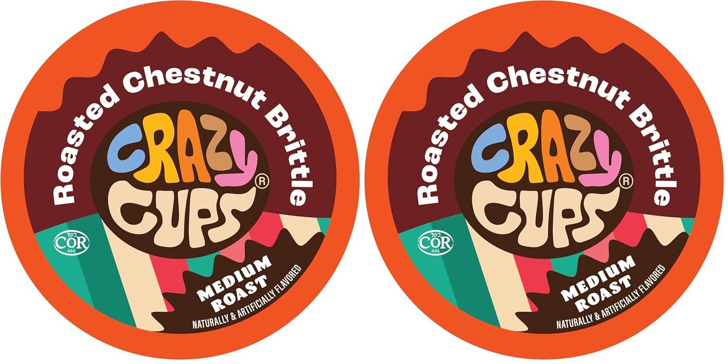 image:imageCrazy Cups Flavored Coffee Chestnut Brittle Holiday Blend for Keurig K Cups Machines Hot or Iced Medium Roast in Recyclable Pods Brown 22 CountChestnut Brittle