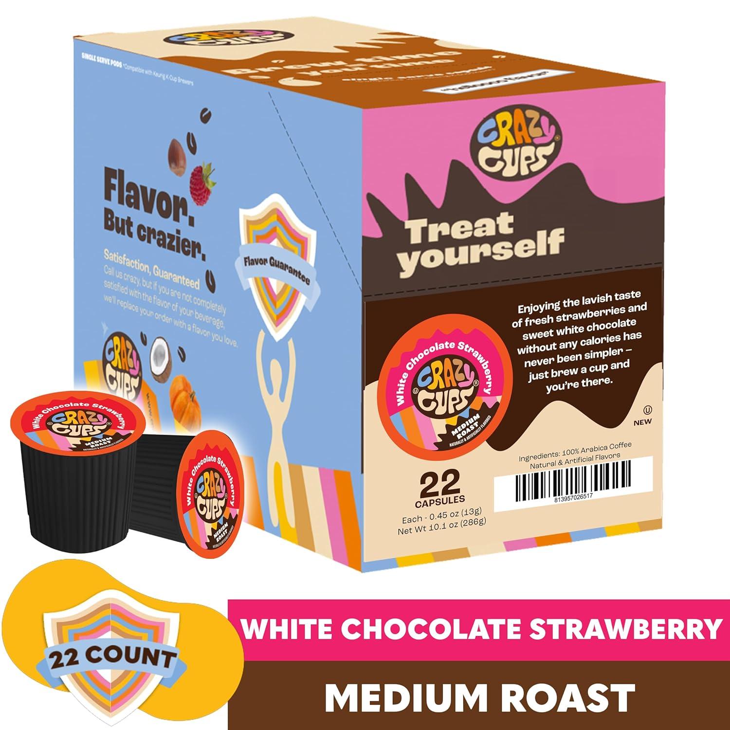image:imageCrazy Cups Flavored Coffee Pods Santas Sugar Cookie Coffee Holiday Blend Medium Roast Single Serve for Keurig KCup Machines 22 Count in Recyclable PodsWhite Chocolate Strawberry