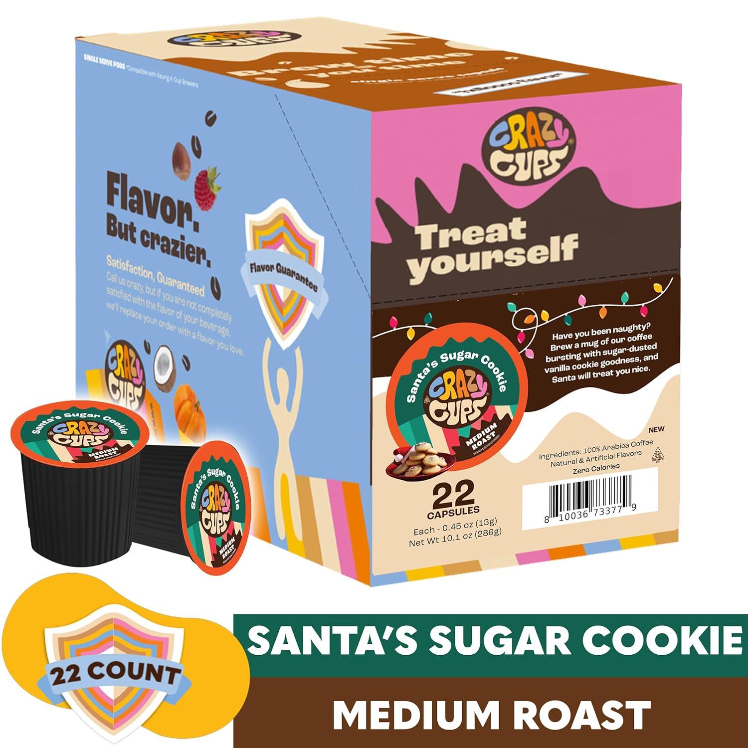 image:imageCrazy Cups Flavored Coffee Pods Santas Sugar Cookie Coffee Holiday Blend Medium Roast Single Serve for Keurig KCup Machines 22 Count in Recyclable PodsSantas Sugar Cookies