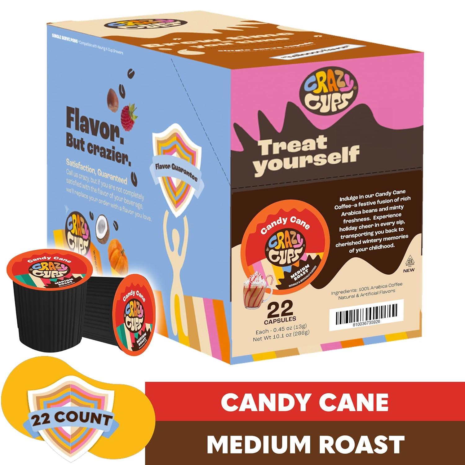 image:imageCrazy Cups Flavored Coffee Pods Holiday Spice amp Blend Single Serve Coffee for Keurig K Cups Machines Hot or Iced Medium Roast in RecyclablePack of 1 22 Count TotalCandy can