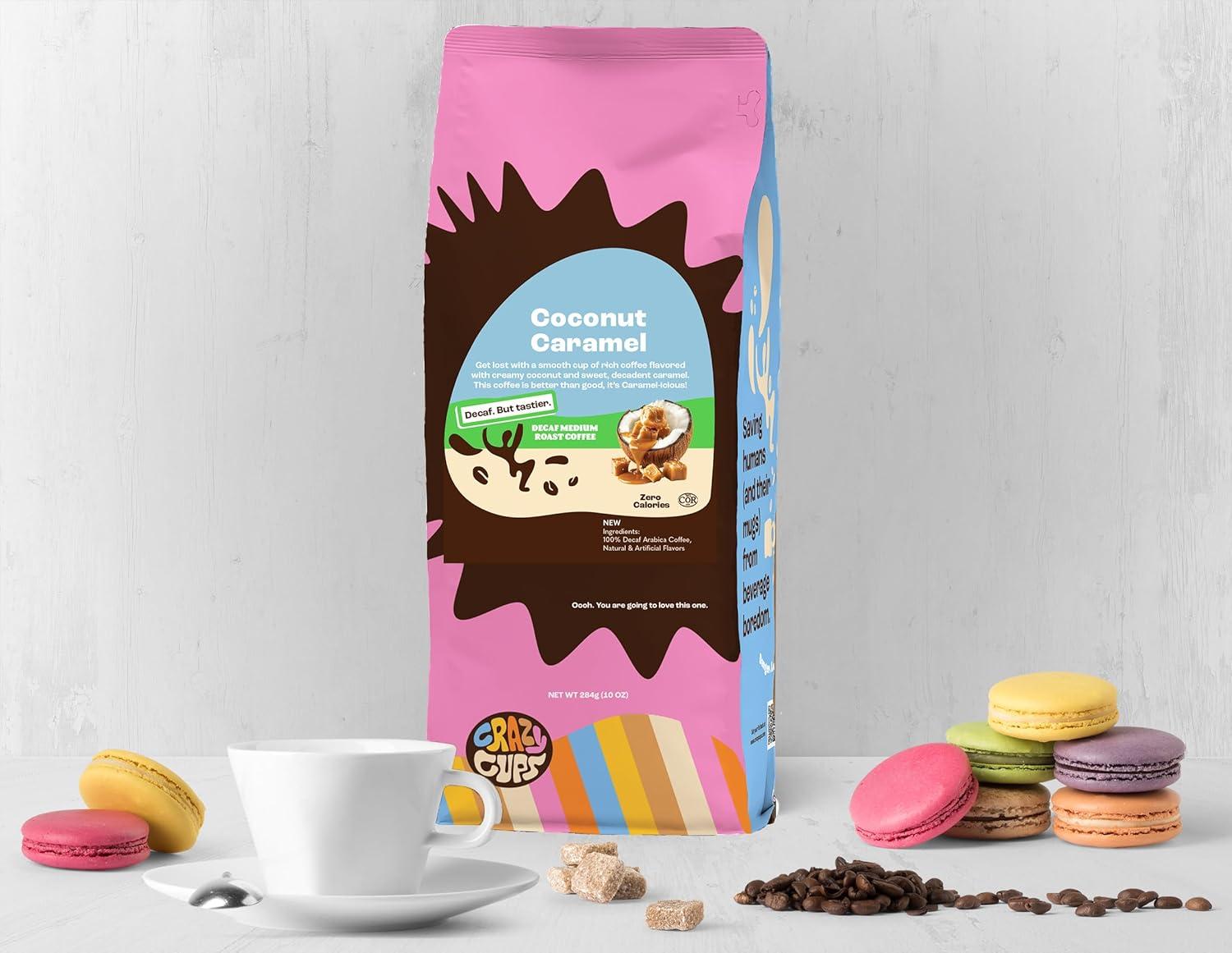 image:imageCrazy Cups Flavored Ground Decaf Christmas Coffee Decaffeinated White Christmas Coffee in 10 oz Bag For Brewing Flavored Hot or Iced Pack of 1Coconut Caramel