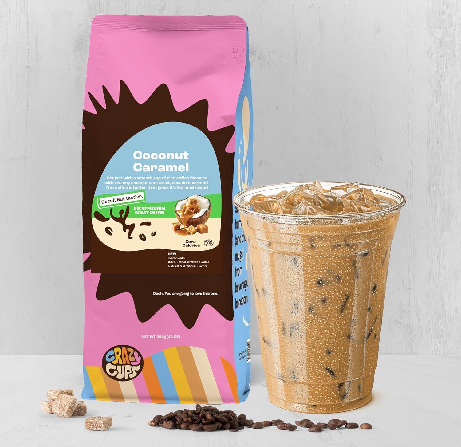 image:imageCrazy Cups Flavored Ground Decaf Christmas Coffee Decaffeinated White Christmas Coffee in 10 oz Bag For Brewing Flavored Hot or Iced Pack of 1Coconut Caramel