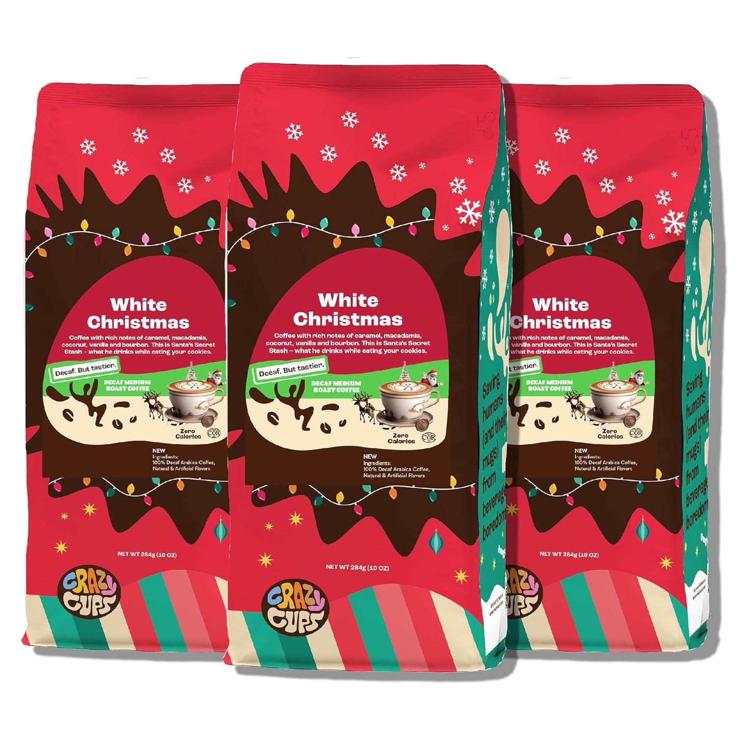 image:imageCrazy Cups Flavored Ground Decaf Christmas Coffee Decaffeinated White Christmas Coffee in 10 oz Bag For Brewing Flavored Hot or Iced Pack of 1White Christmas