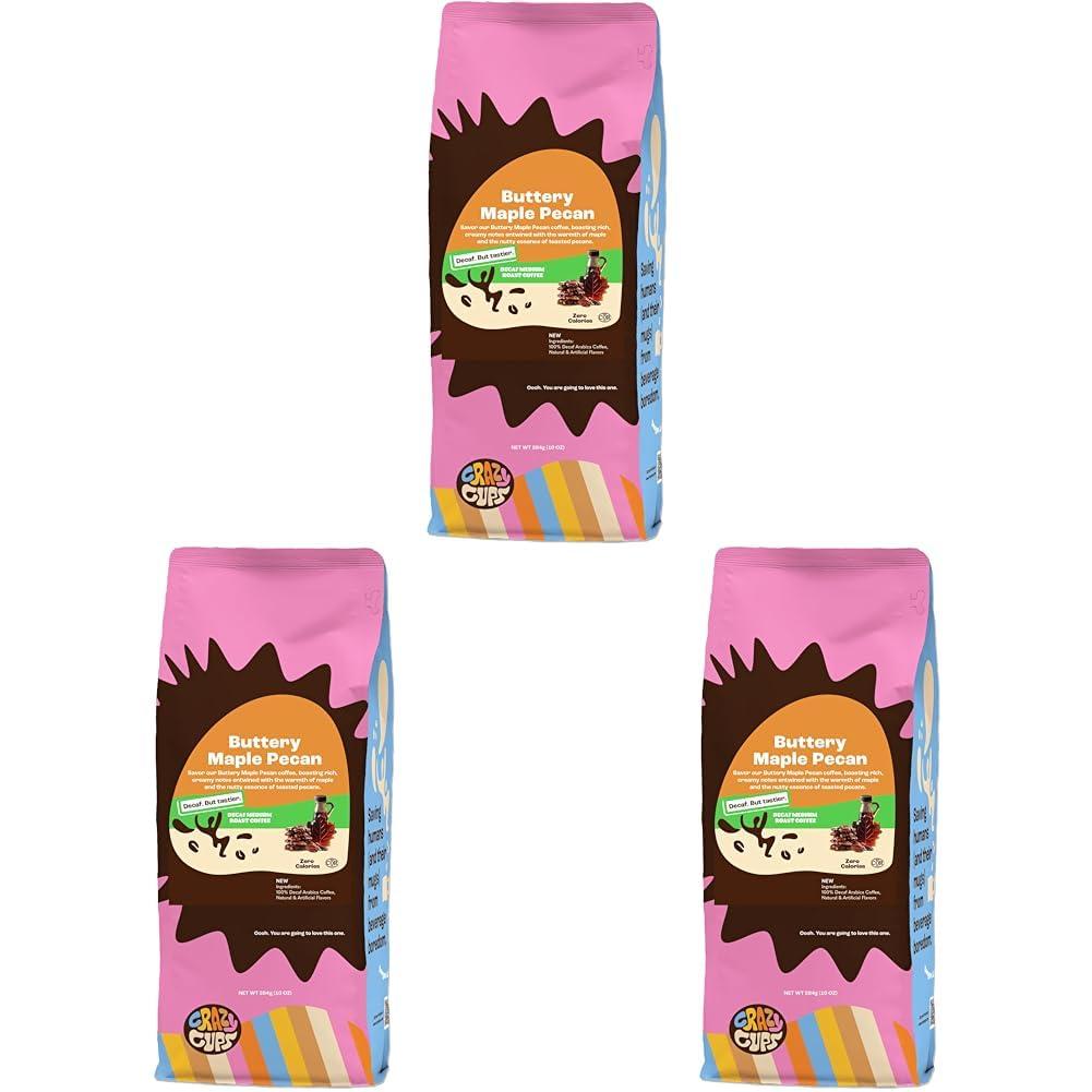 image:imageCrazy Cups Flavored Ground Decaf Holiday Coffee Decaffeinated Holiday Spice Coffee in 10 oz Bag For Brewing Flavored Hot or Iced Coffee Pack of 1Decaf Buttery Maple Pecan