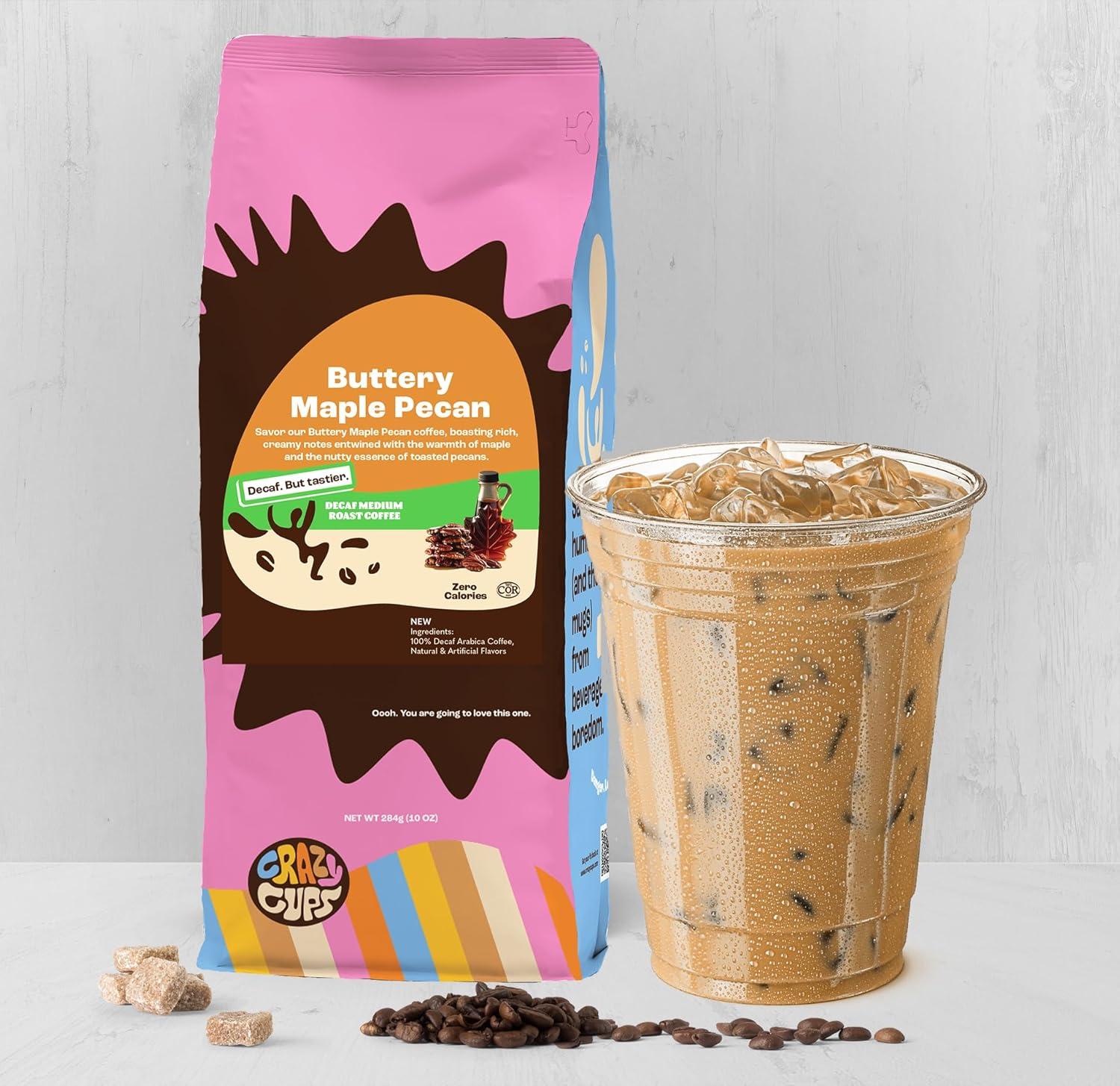 image:imageCrazy Cups Flavored Ground Decaf Holiday Coffee Decaffeinated Holiday Spice Coffee in 10 oz Bag For Brewing Flavored Hot or Iced Coffee Pack of 1Decaf Buttery Maple Pecan