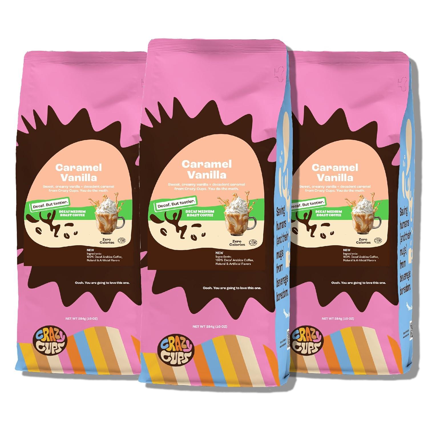 image:imageCrazy Cups Flavored Ground Decaf Holiday Coffee Decaffeinated Holiday Spice Coffee in 10 oz Bag For Brewing Flavored Hot or Iced Coffee Pack of 1Decaf Caramel Vanilla