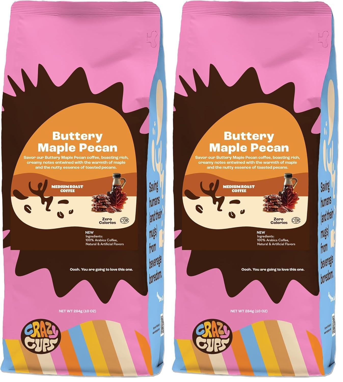 image:imageCrazy Cups Flavored Holiday Ground Coffee Variety Pack Includes Holiday Spice White Christmas Caramel Eggnog in 10 oz Bags 3 PackButtery Maple Pecan