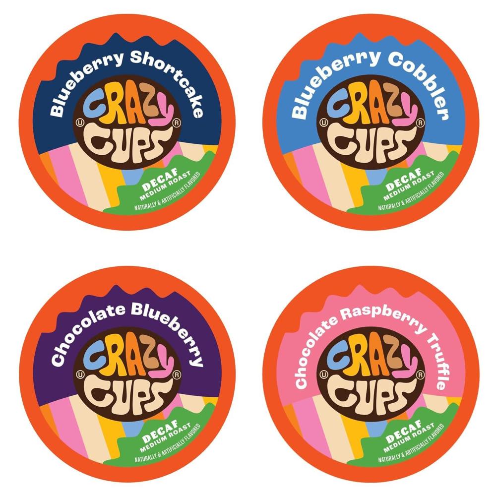 image:imageCrazy Cups Decaf Flavored Coffee Pods Decaf Eggnog Coffee Holiday Blend Coffee Single Serve Coffee for Keurig K Cups Machines Hot or Iced Coffee Medium Roast Coffee 22 CountDecaf Blueberry Variety Pack