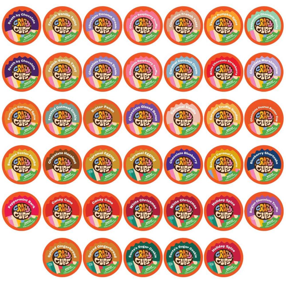 image:imageCrazy Cups Decaf Flavored Coffee Pods Decaf Eggnog Coffee Holiday Blend Coffee Single Serve Coffee for Keurig K Cups Machines Hot or Iced Coffee Medium Roast Coffee 22 CountDecaf Flavored Variety Pack