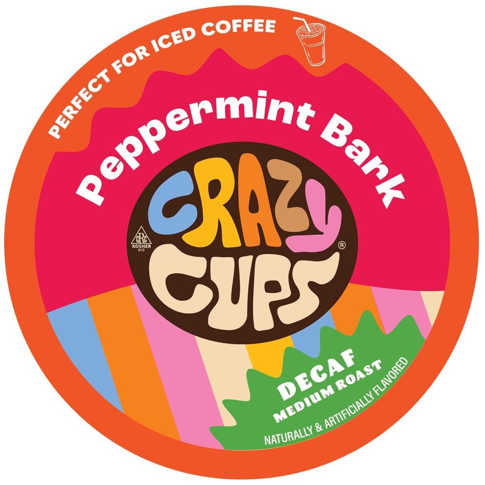 image:imageCrazy Cups Decaf Peppermint Bark Flavored Coffee pods Holiday SingleServe Medium Roast Coffee Cups for Keurig KCup Machines Hot or IcedPack of 1 22 Count TotalPeppermint Bark