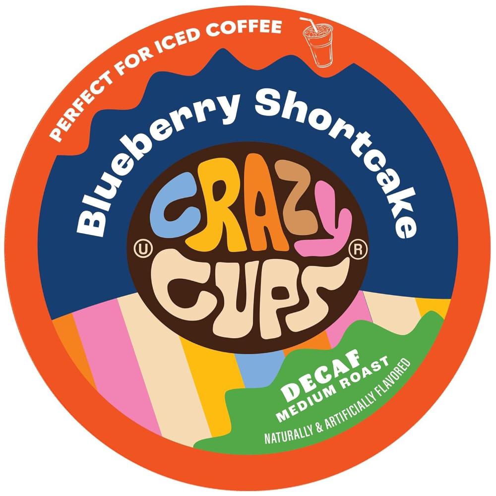 image:imageCrazy Cups Decaf Peppermint Bark Flavored Coffee pods Holiday SingleServe Medium Roast Coffee Cups for Keurig KCup Machines Hot or IcedPack of 1 22 Count TotalBlueberry Shortcake