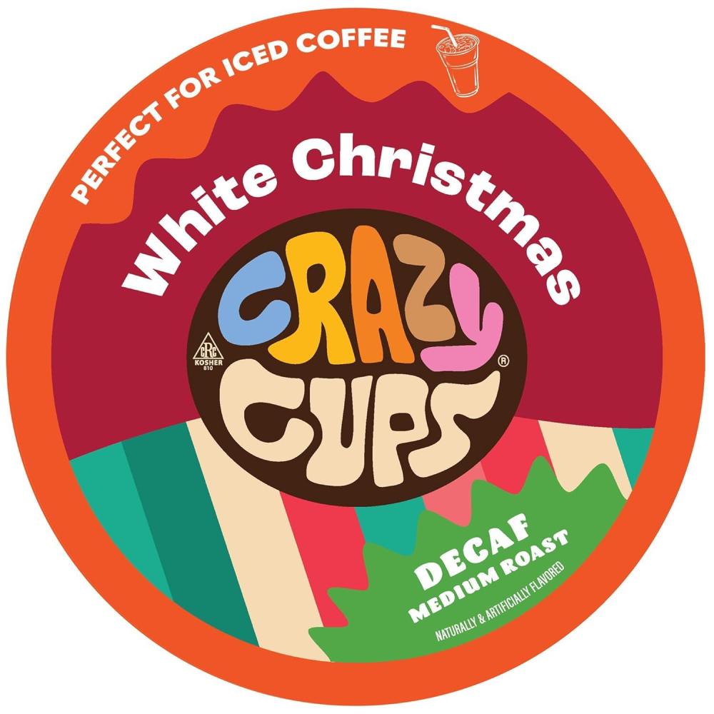 image:imageCrazy Cups Decaf Peppermint Bark Flavored Coffee pods Holiday SingleServe Medium Roast Coffee Cups for Keurig KCup Machines Hot or IcedPack of 1 22 Count TotalWhite Christmas