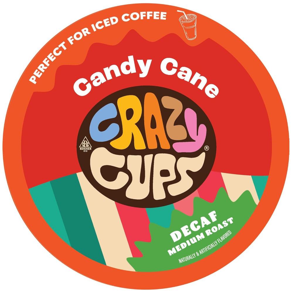 image:imageCrazy Cups Decaf Praline Nutcracker Flavored Coffee Pods Praline Pecan Decaf Coffee Single Serve Coffee for Keurig K Cups Machines Medium Roast Coffee 22 CountDecaf Candy Cane