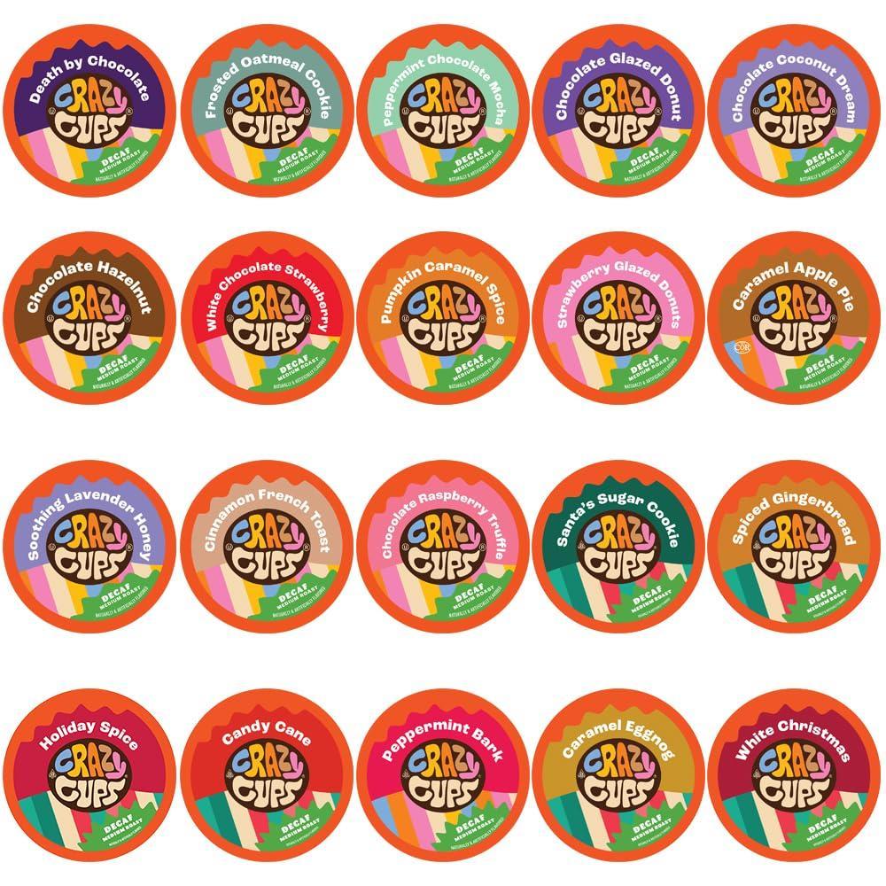 image:imageCrazy Cups Decaf Praline Nutcracker Flavored Coffee Pods Praline Pecan Decaf Coffee Single Serve Coffee for Keurig K Cups Machines Medium Roast Coffee 22 CountDecaf Flavored Variety Pack