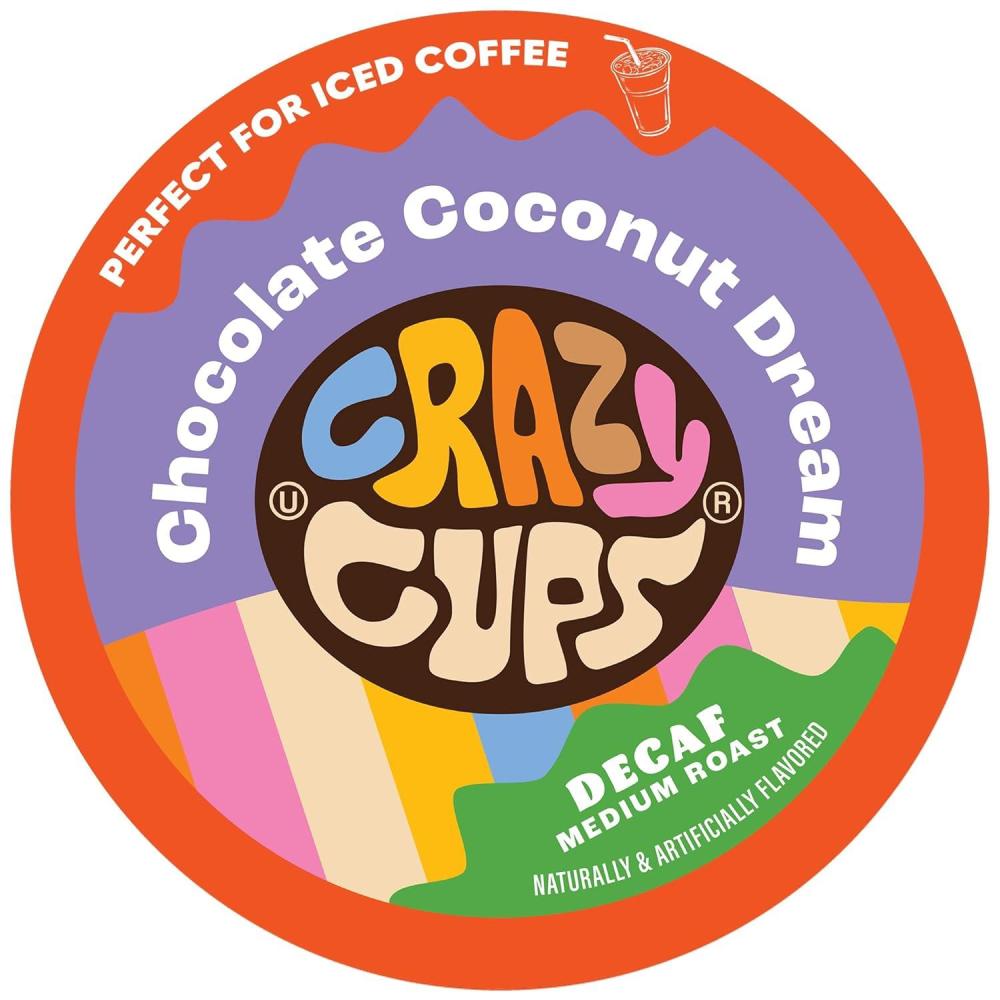 image:imageCrazy Cups Decaf Praline Nutcracker Flavored Coffee Pods Praline Pecan Decaf Coffee Single Serve Coffee for Keurig K Cups Machines Medium Roast Coffee 22 CountDecaf Chocolate Coconut Dream