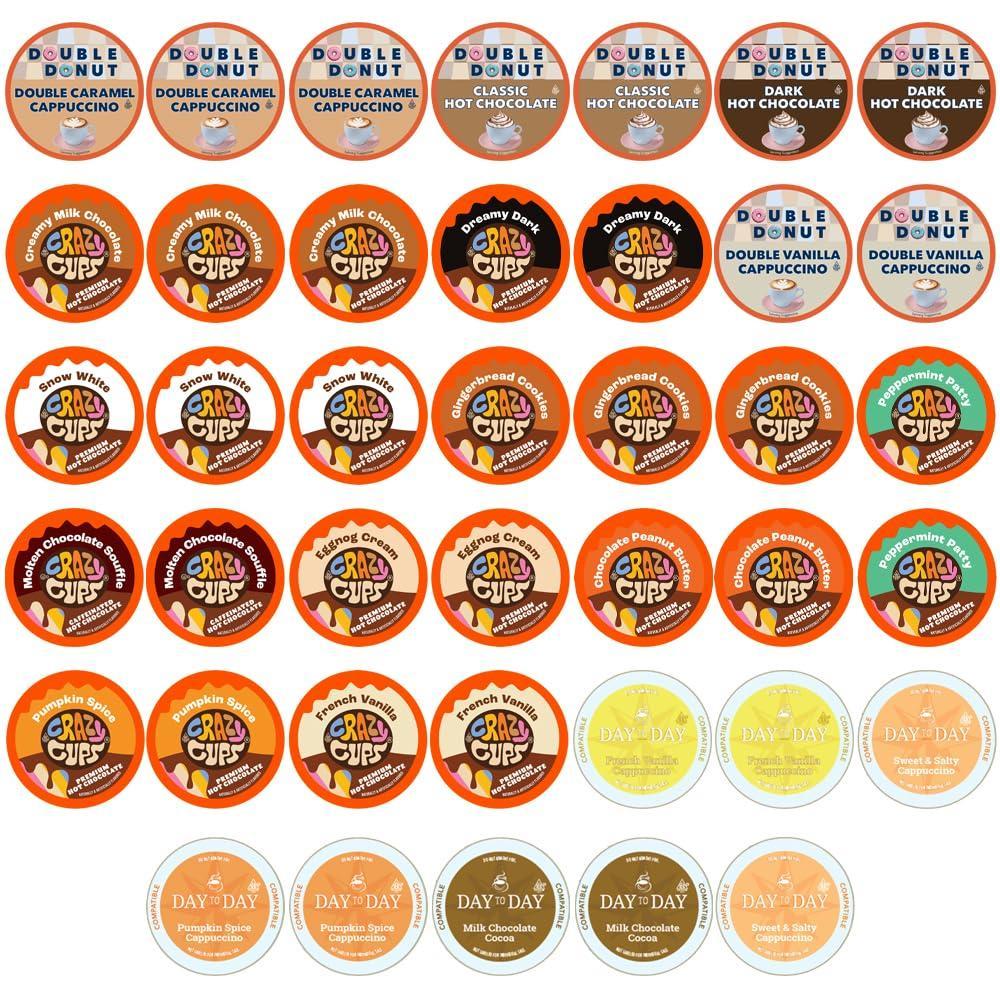 image:imageCrazy Cups Deluxe Holiday Hot Chocolate Gift Set Assorted Flavored Hot Chocolates for Keurig K Cups Machines Single Serve Hot Cocoa in Recyclable Pods 20 CountHot Cocoa and Cappuccino Variety