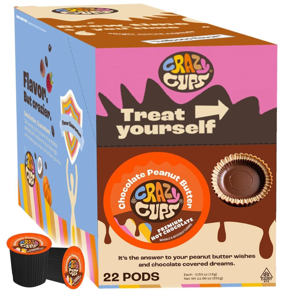 image:imageCrazy Cups Flavored Coffee Pods Holiday Spice amp Blend Single Serve Coffee for Keurig K Cups Machines Hot or Iced Medium Roast in RecyclablePack of 1 22 Count TotalChocolate Peanut Butter