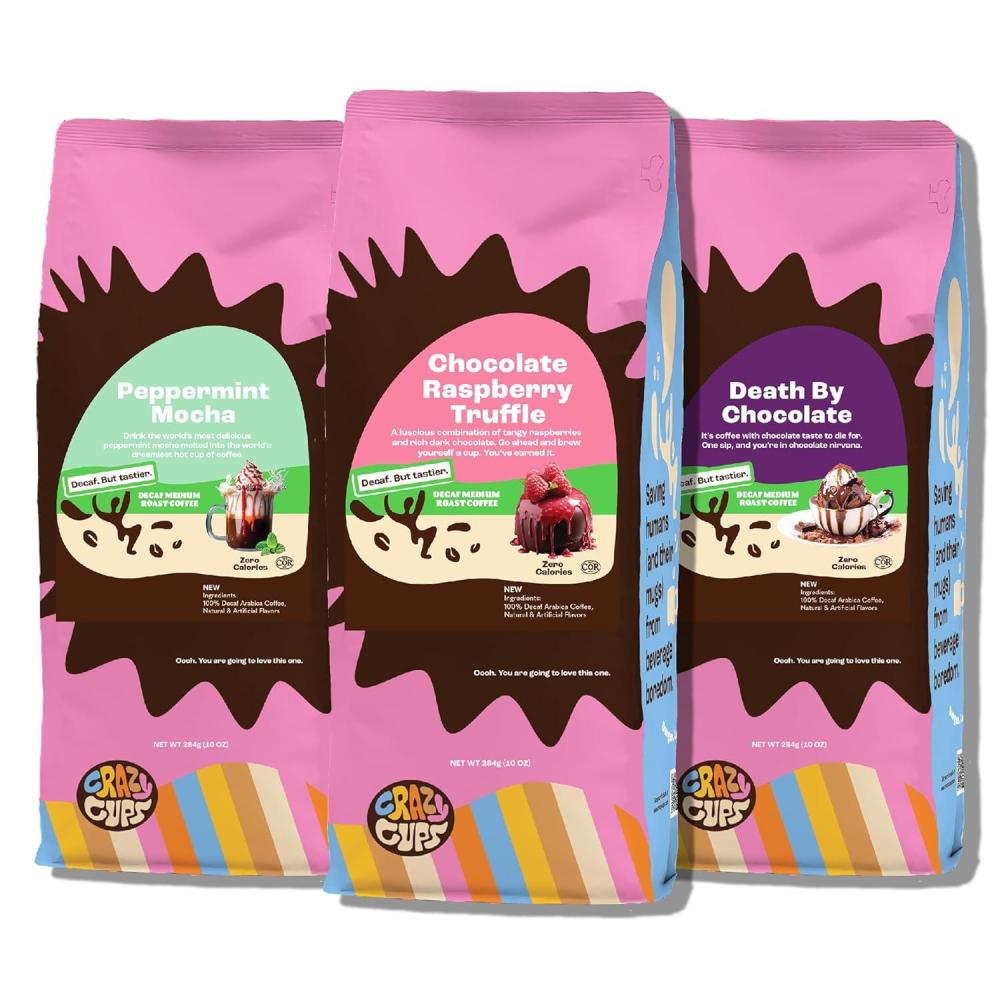 image:imageCrazy Cups Flavored Ground Decaf Christmas Coffee Decaffeinated White Christmas Coffee in 10 oz Bag For Brewing Flavored Hot or Iced Pack of 1Chocolate Lovers Variety Pack