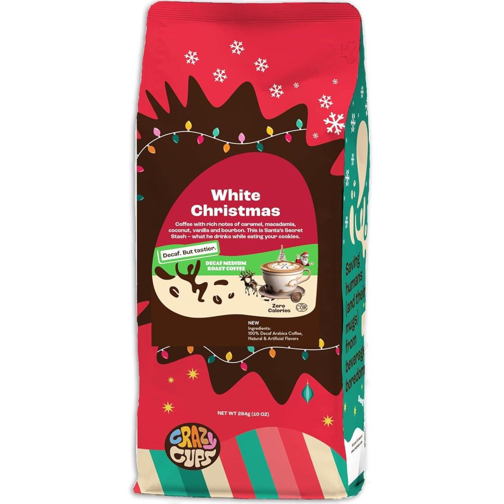 image:imageCrazy Cups Flavored Ground Decaf Christmas Coffee Decaffeinated White Christmas Coffee in 10 oz Bag For Brewing Flavored Hot or Iced Pack of 1White Christmas