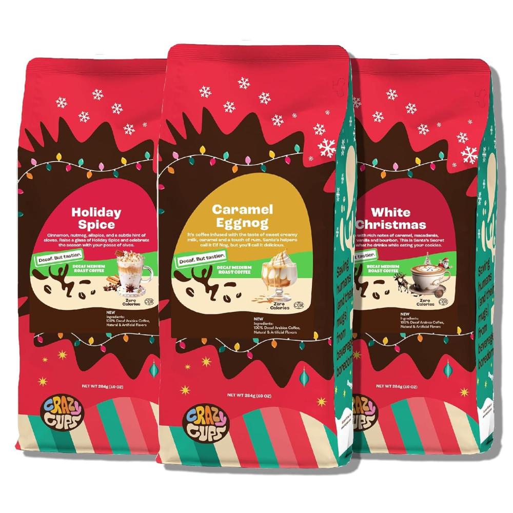 image:imageCrazy Cups Flavored Ground Decaf Holiday Coffee Decaffeinated Holiday Spice Coffee in 10 oz Bag For Brewing Flavored Hot or Iced Coffee Pack of 1Decaf Seasonal Variety Pack