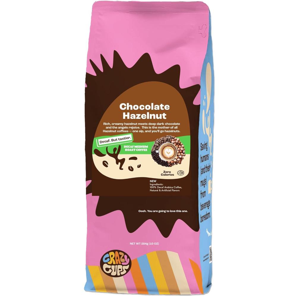 image:imageCrazy Cups Flavored Ground Decaf Holiday Coffee Decaffeinated Holiday Spice Coffee in 10 oz Bag For Brewing Flavored Hot or Iced Coffee Pack of 1Decaf Chocolate Hazelnut