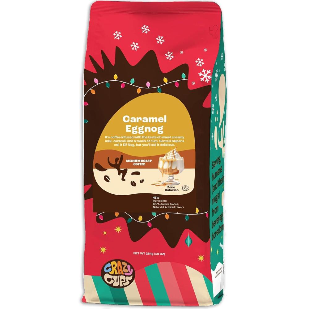 image:imageCrazy Cups Flavored Ground Eggnog Coffee Caramel Eggnog Coffee in 10 oz Bag For Brewing Flavored Hot or IcedCaramel Eggnog
