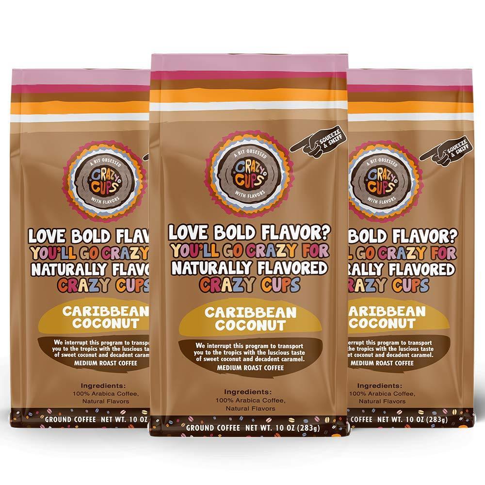 image:imageCrazy Cups Flavored Ground Eggnog Coffee Caramel Eggnog Coffee in 10 oz Bag For Brewing Flavored Hot or IcedCaribbean Coconut