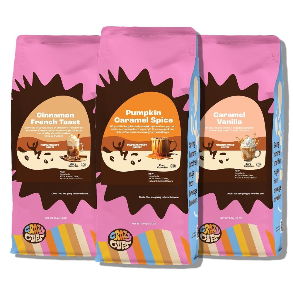 image:imageCrazy Cups Flavored Ground Eggnog Coffee Caramel Eggnog Coffee in 10 oz Bag For Brewing Flavored Hot or IcedSweetness  Spice Variety Pack