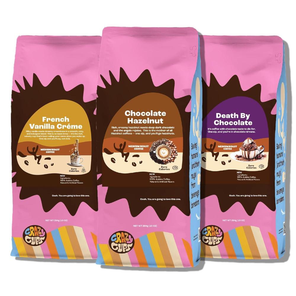 image:imageCrazy Cups Flavored Holiday Ground Coffee Variety Pack Includes Holiday Spice White Christmas Caramel Eggnog in 10 oz Bags 3 PackDreamy Decadence Variety Pack