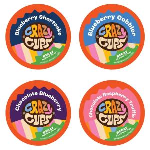 Crazy Cups Decaf Flavored Coffee Pods, Decaf Eggnog Coffee, Holiday Blend Coffee, Single Serve Coffee for Keurig K Cups Machines, Hot or Iced Coffee, Medium Roast Coffee, 22 Count(Decaf Blueberry Variety Pack)