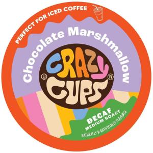 Crazy Cups Decaf Flavored Coffee Pods, Decaf Eggnog Coffee, Holiday Blend Coffee, Single Serve Coffee for Keurig K Cups Machines, Hot or Iced Coffee, Medium Roast Coffee, 22 Count(Decaf Chocolate Marshmallows)