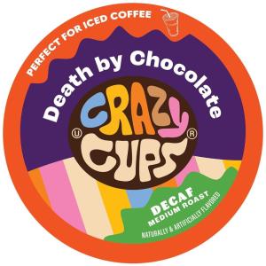 Crazy Cups Decaf Flavored Coffee Pods, Decaf Eggnog Coffee, Holiday Blend Coffee, Single Serve Coffee for Keurig K Cups Machines, Hot or Iced Coffee, Medium Roast Coffee, 22 Count(Decaf Death By Chocolate)