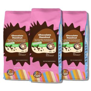 Crazy Cups Decaf Flavored Ground Coffee Variety Pack, Includes Chocolate Hazelnut, French Vanilla and Death by Chocolate, in 10 oz Bags, For Brewing Flavored Hot or Iced Decaf Coffee, Variety 3 Pack(Decaf Chocolate Hazelnut)