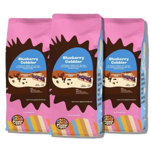 Crazy Cups Decaf Flavored Ground Coffee Variety Pack, Includes Chocolate Hazelnut, French Vanilla and Death by Chocolate, in 10 oz Bags, For Brewing Flavored Hot or Iced Decaf Coffee, Variety 3 Pack(Blueberry Cobbler)