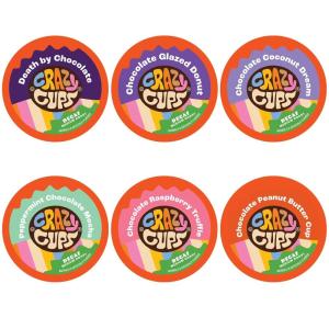 Crazy Cups Decaf Peppermint Bark Flavored Coffee pods, Holiday Single-Serve Medium Roast Coffee Cups for Keurig K-Cup Machines, Hot or Iced(Pack of 1, 22 Count Total)(Chocolate Lovers Variety Pack)