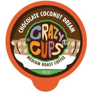 Crazy Cups Decaf Peppermint Bark Flavored Coffee pods, Holiday Single-Serve Medium Roast Coffee Cups for Keurig K-Cup Machines, Hot or Iced(Pack of 1, 22 Count Total)(Chocolate Coconut Dream)