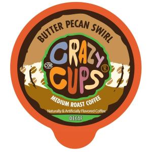 Crazy Cups Decaf Peppermint Bark Flavored Coffee pods, Holiday Single-Serve Medium Roast Coffee Cups for Keurig K-Cup Machines, Hot or Iced(Pack of 1, 22 Count Total)(Butter Pecan Swirl)