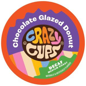 Crazy Cups Decaf Peppermint Bark Flavored Coffee pods, Holiday Single-Serve Medium Roast Coffee Cups for Keurig K-Cup Machines, Hot or Iced(Pack of 1, 22 Count Total)(Chocolate Glazed Donut)